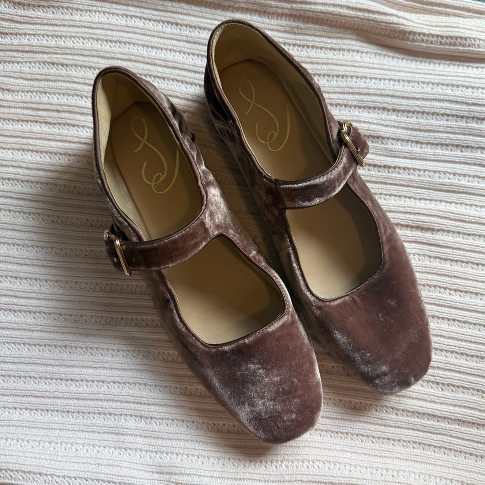 Sam Edelman Pink Velvet Michaela Mary Jane Flat - Size 7 (US)